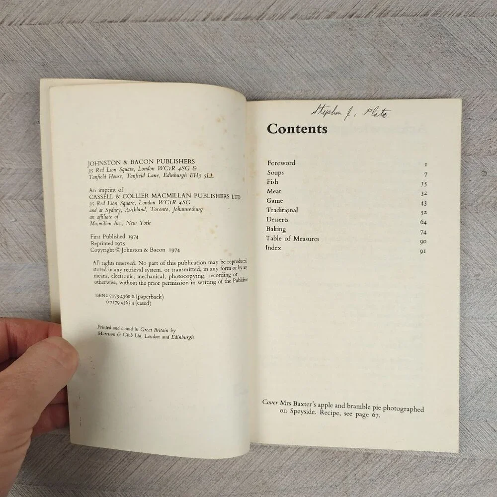 Ena Baxter's Scottish Cookbook Vintage 1975 Paperback Local Ethnic Recipes